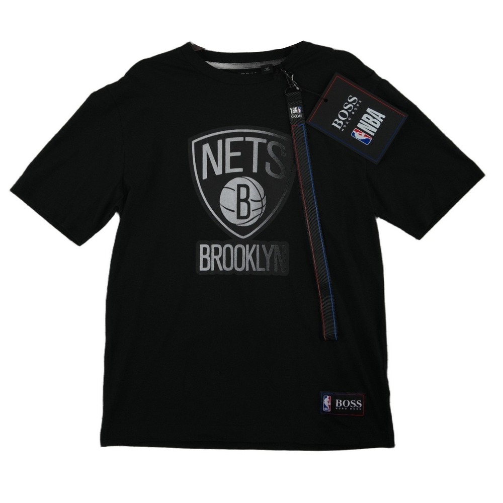 NWT Hugo Boss NBA Brooklyn Nets T-Shirt Men's Size Medium Black Graphic Tee